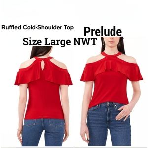 $9 PRELUDE COLD SHOULDER TOP NWT